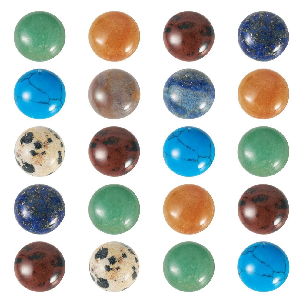 7944 20Pcs 12mm Half Round Natural Stone Cabochons Quartz Chakra Stone